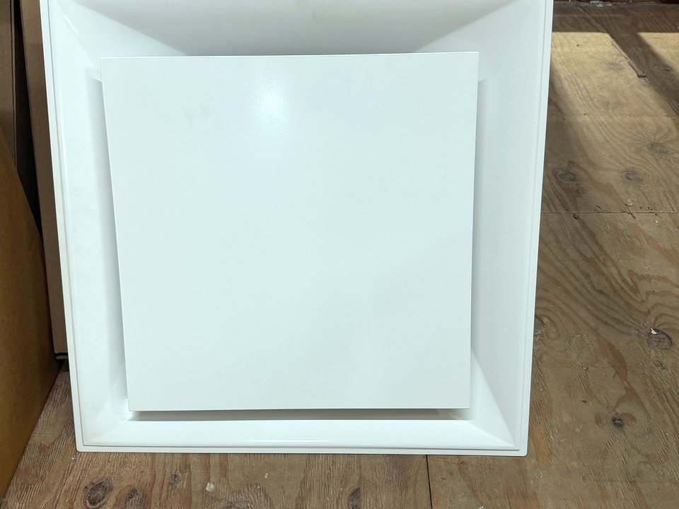 White square ceiling diffuser in stock at Banos HVAC Supply