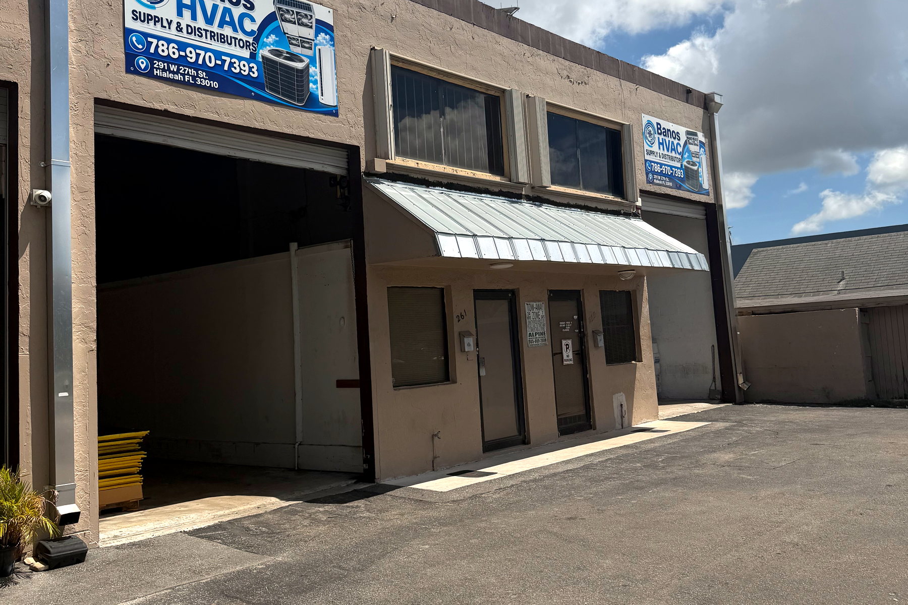 Banos HVAC Supply & Distributors building entrance and will-call bay