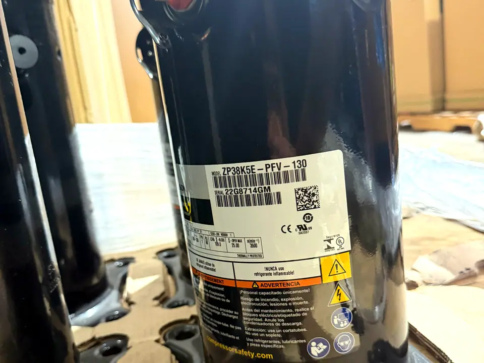 Replacement scroll compressor available at the Banos HVAC counter