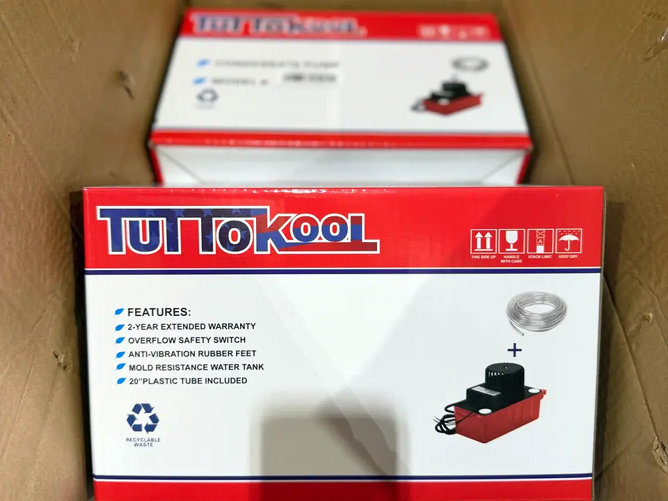 Condensate removal pumps boxed for pickup